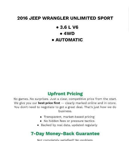 2016 Jeep Wrangler Unlimited Sport