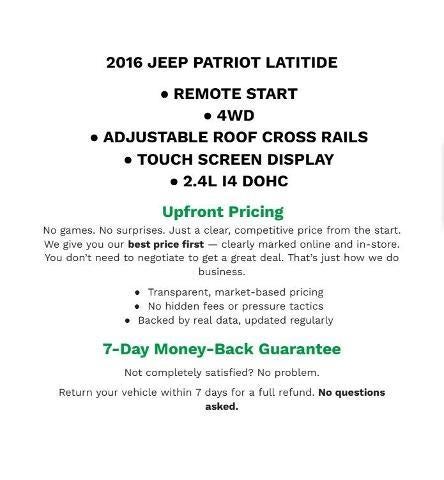 Used 2016 Jeep Patriot Latitude with VIN 1C4NJRFB4GD501587 for sale in Green Bay, WI