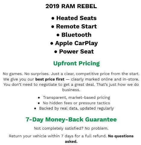 2019 RAM 1500 Rebel Crew Cab 4x4 5'7" Box