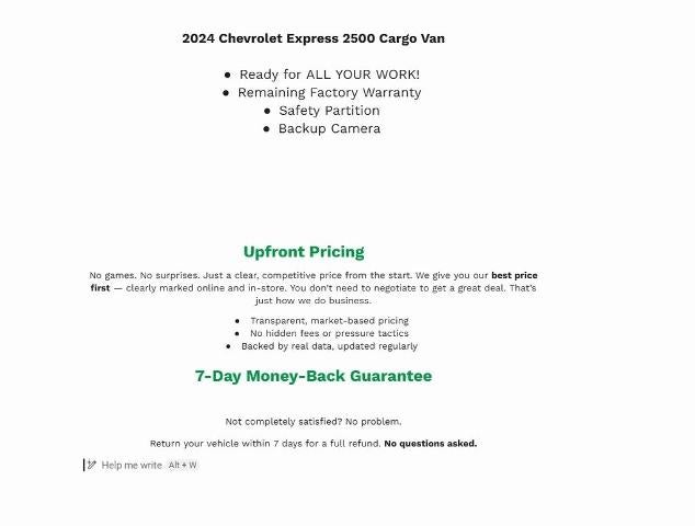 2024 Chevrolet Express Cargo 2500 Base