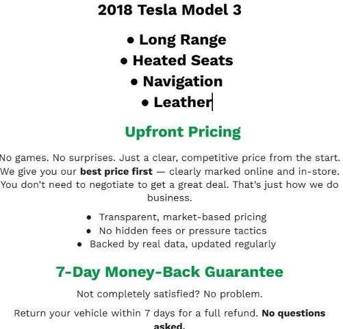 2018 Tesla Model 3 Long Range Battery