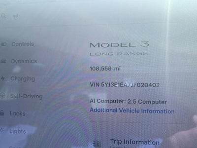 2018 Tesla Model 3 Long Range Battery