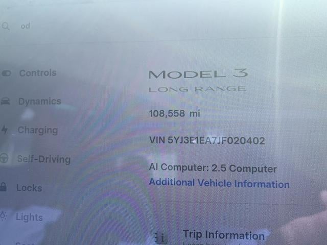 2018 Tesla Model 3 Long Range Battery